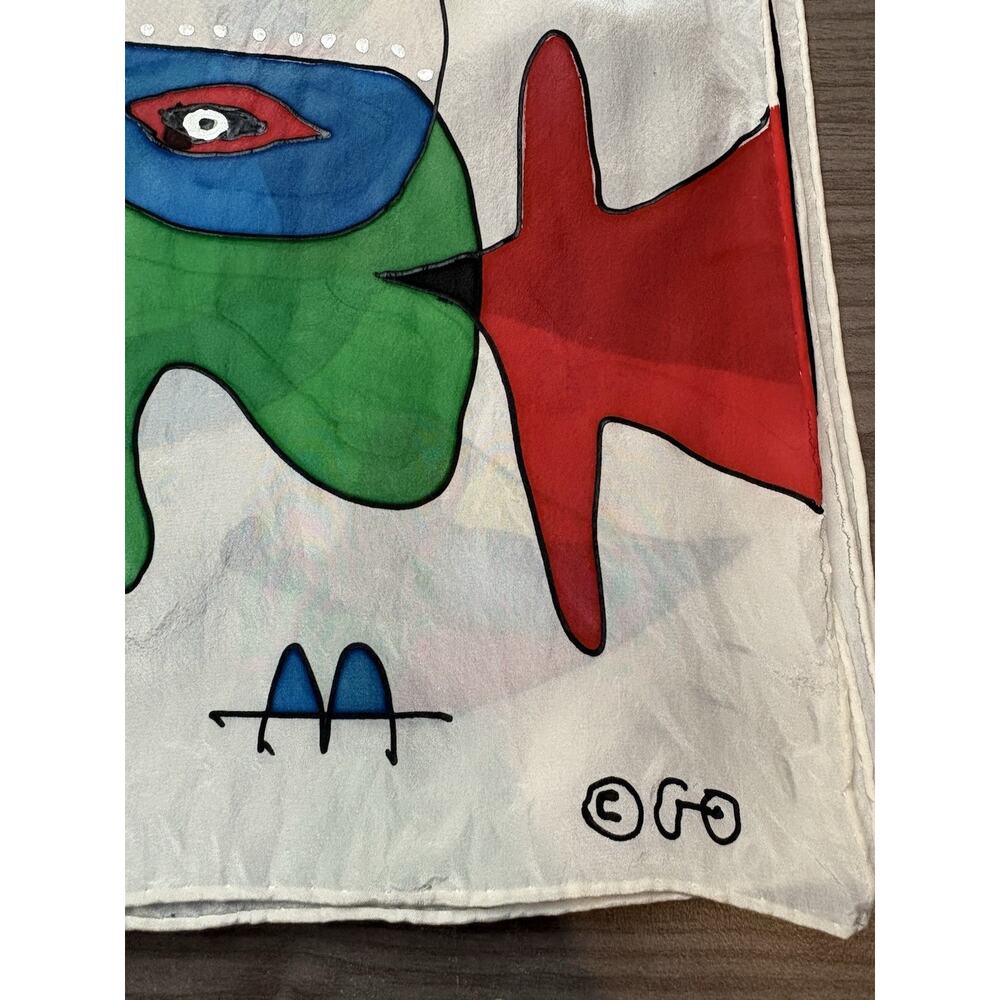 Joan Miro Art Scarf Abstract-Eyes-58”X 11”-Multicolored-stain - Picture 5 of 11